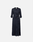 EP YAYING Blue V-Neck Pleated Dress EGLIW4623A