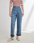 EP YAYING Rolled Hem Straight-Leg Jeans