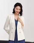 YAYING Silk Pinstripe Blazer