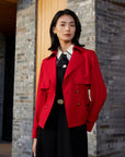 YAYING Waist Belted Short Trench Coat