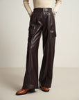 EP YAYING Cream Leather Cargo Pants