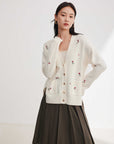 EP YAYING Hand-Embroidered Split Knit Cardigan