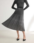 EP YAYING Gold Foil Pleated Skirt EGJIA3409AS