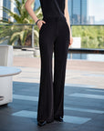 YAYING Acetate Straight Leg Flared Pants