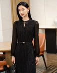 YAYING Chinese Style Pleated Little Black Dress