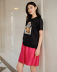 YAYING Silk Floral Print T-shirt