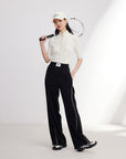 EP YAYING Satin Contrast Wide Leg Pants