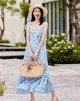 EP YAYING Mulberry Silk Floral Suspenders Dress