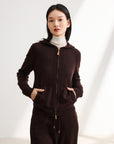 EP YAYING Cashmere Hooded Knitted Cardigan