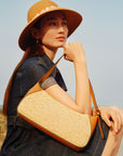 EP YAYING Spliced Straw Underarm Bag
