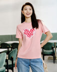 YAYING Heart Print T-Shirt