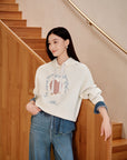 YAYING Appliqu¨¦ Embroidered Hooded Sweatshirt