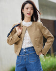 EP YAYING Vintage Cotton Linen Denim Shorts