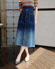 YAYING Gradient A-Line Midi Skirt