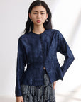 EP YAYING Chines Style Waist-Cinching Round Neck Jacket