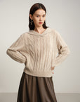 EP YAYING Loose Notched Collar Pullover
