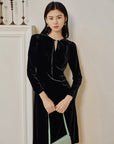 EP YAYING Silk Velvet Little Black Dress