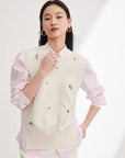 EP YAYING Hand-Embroidered Knit Vest
