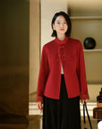 YAYING Stand Collar Frog Button Short Coat