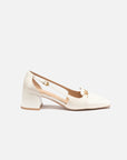 EP YAYING Cowhide Square Heel Loafers
