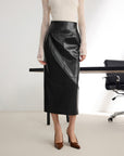 EP YAYING Glossy PU Leather Skirt