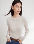 EP YAYING Slim Fit Round Neck Knit Sweater