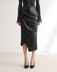 EP YAYING Split Bodycon Leather Skirt