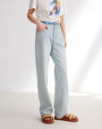 EP YAYING High-Waisted Straight-Leg Jeans