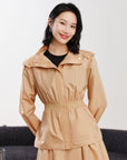 YAYING Hooded Waist Belt Coat