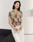 YAYING pleated oil painting blouse