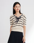 EP YAYING Navy Collar Knit Sweater