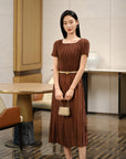 YAYING Pleated Waist-Cinched Dress