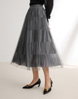 EP YAYING High-Waisted Tulle Midi Skirt