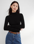 EP YAYING Pure Wool Solid Color Knit Sweater