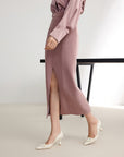 EP YAYING Silk-Wool Pleated Skirt