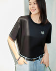 YAYING Acetic Acid Square Shoulder T-shirt