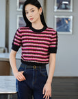 YAYING Mohair Striped Knit Sweater