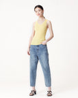 EP YAYING lightweight yellow knit tank top