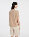 EP YAYING BEIGE T-SHIRT WITH A FLORAL DESIGN