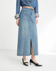 EP YAYING Split Cotton Midi Skirt EGIADJ301A