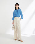 EP YAYING SILK PLEATED BLOUSE