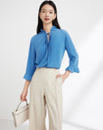 EP YAYING SILK PLEATED BLOUSE