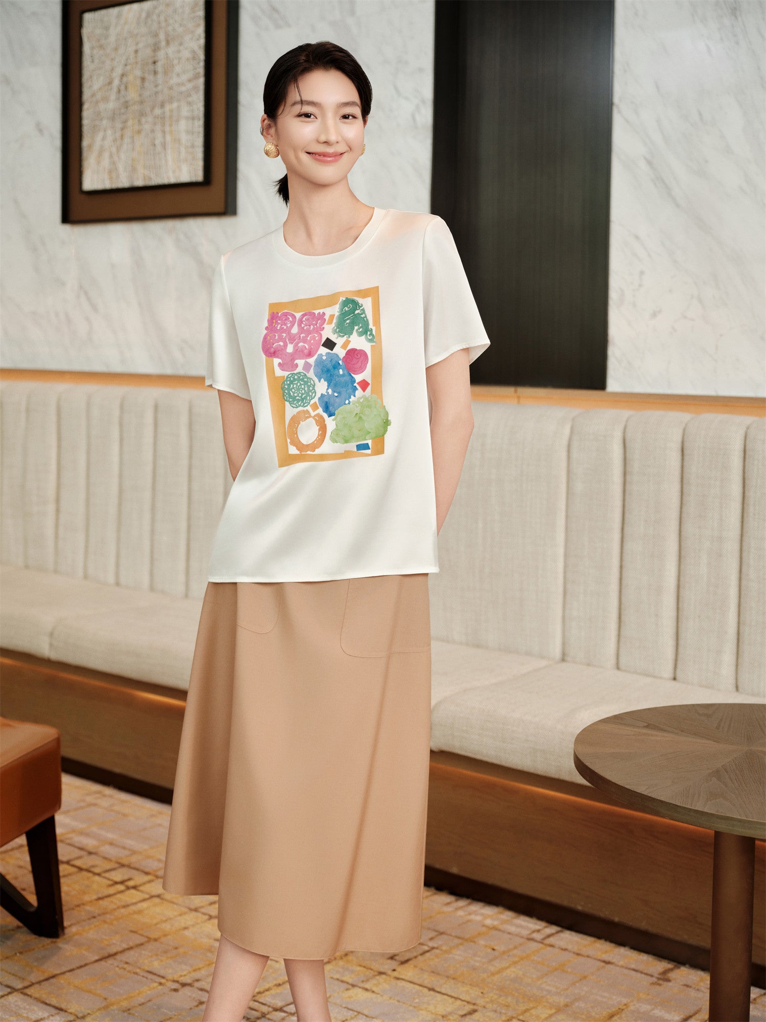 YAYING Triacetate Straight-Shoulder T-Shirt