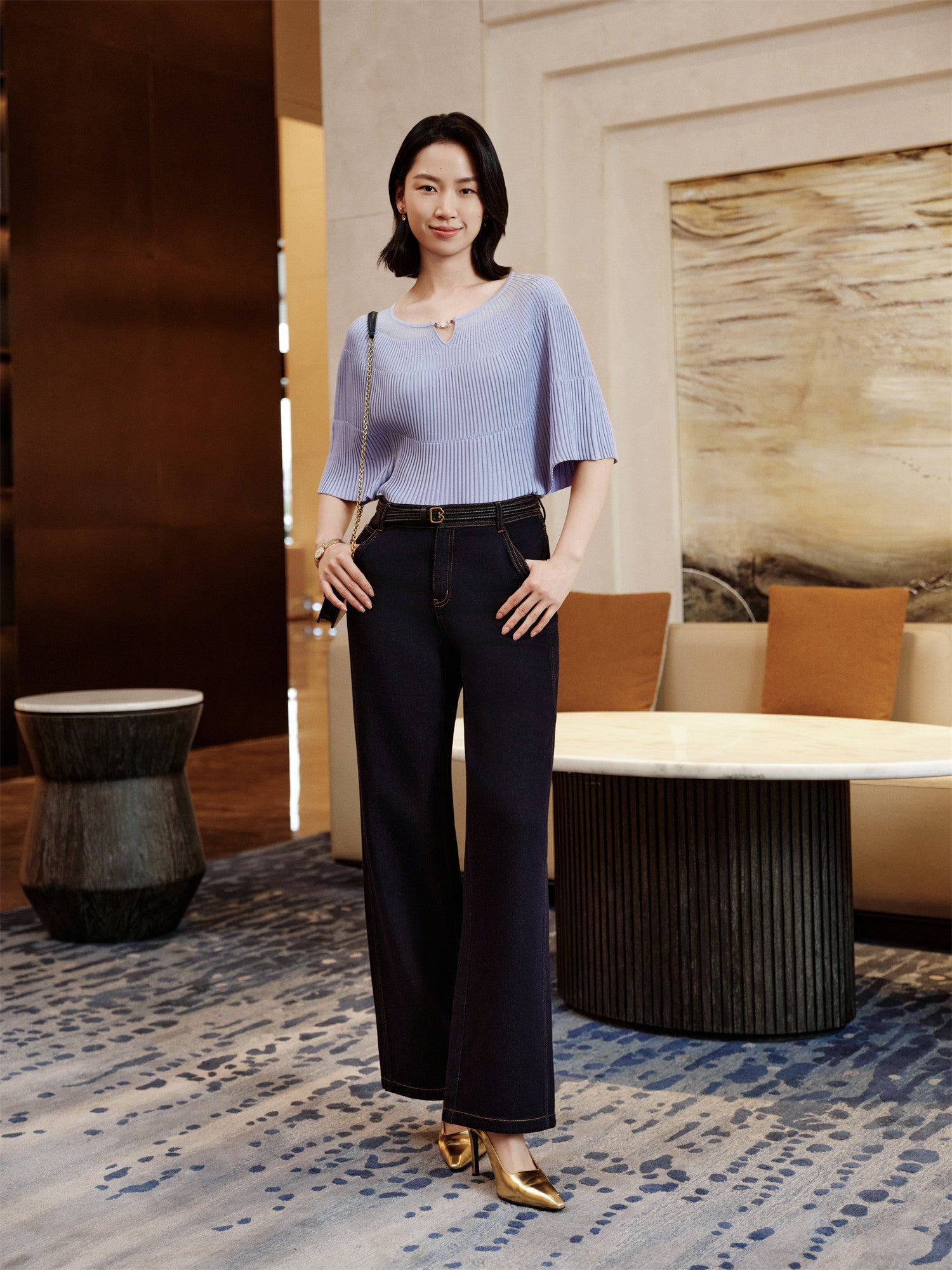 YAYING Straight-Leg Embroidered Jeans