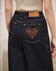 YAYING Straight-Leg Embroidered Jeans