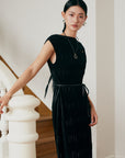 EP YAYING Velvet Pleated Dress