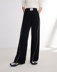 EP YAYING Satin Contrast Wide Leg Pants