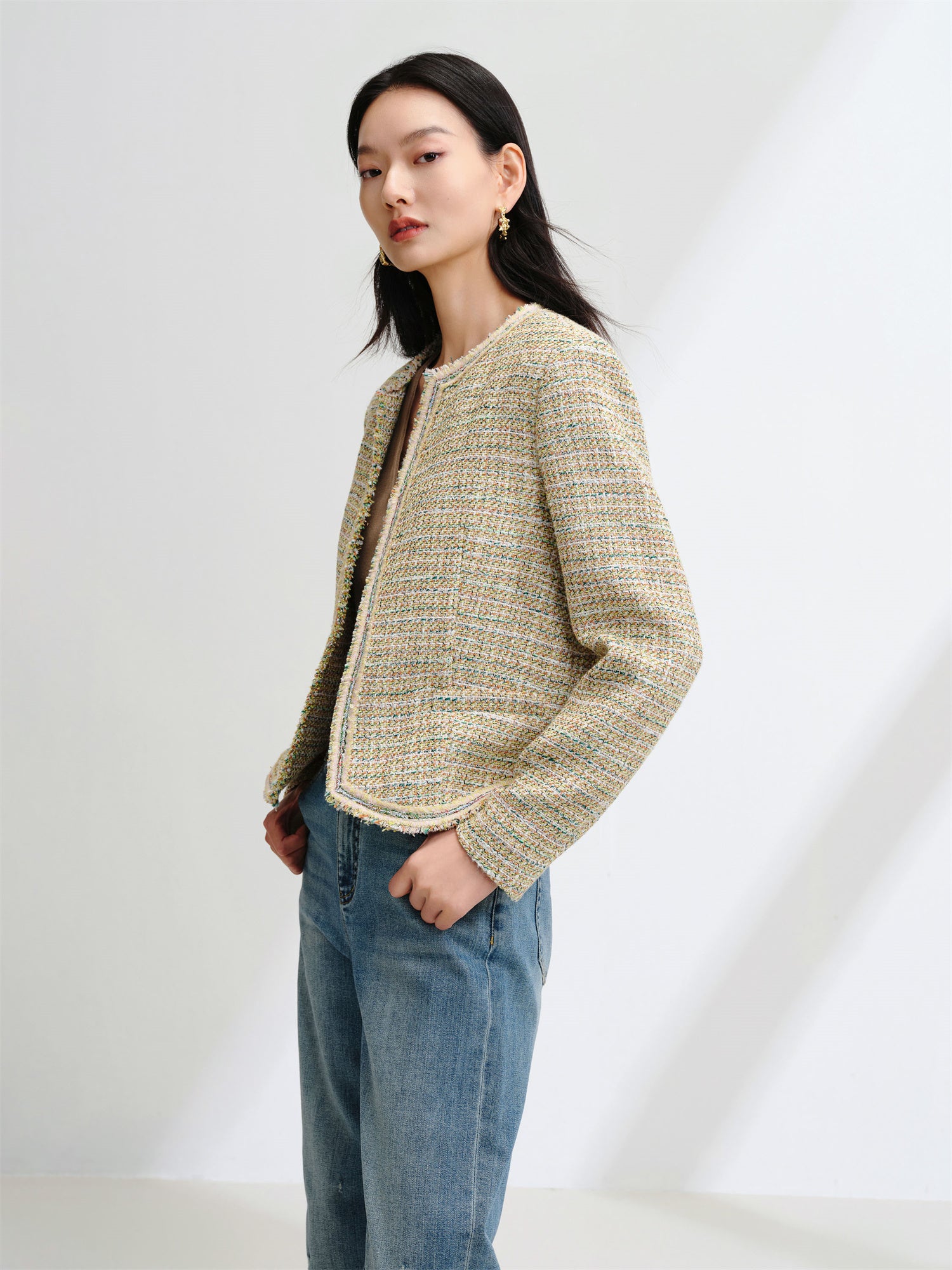 EP YAYING Tweed Jacket Cropped Coat EGKPC1242AG