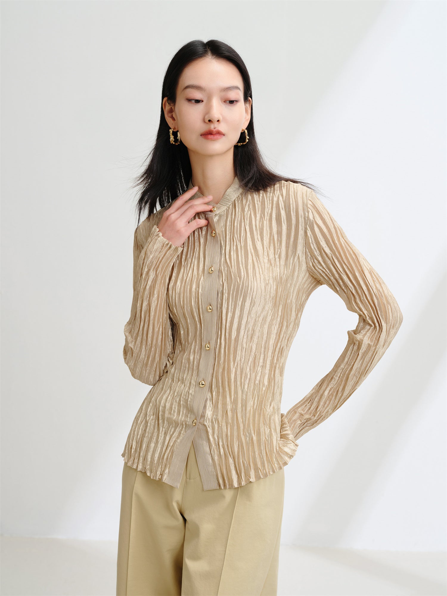 EP YAYING Waist-Cinching Slim-Fit Shirt EGKPA2236AE