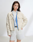 EP YAYING Leather Texture Coat EGKPP1282AM